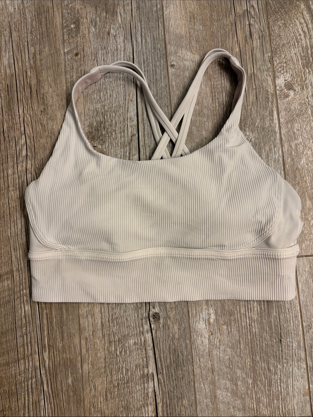 Lululemon long line white energy bra ribbed sz 10